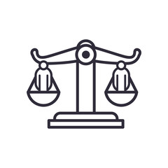 Fototapeta premium men on law balance scale line style icon vector design
