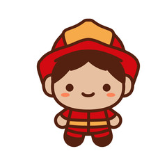 Isolated fireman cute profession human icon - Vector