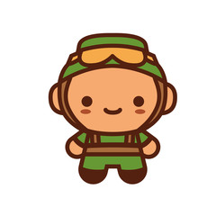Isolated diver cute profession human icon - Vector