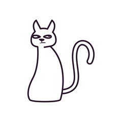 Cute cat cartoon free form line style icon vector design
