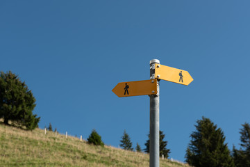Trail markers in Gruyere region, Switzerland 