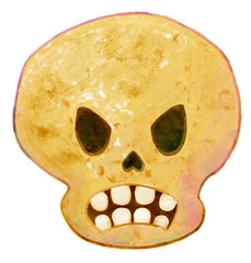 Illustration of a an evil skull in a caroon style
