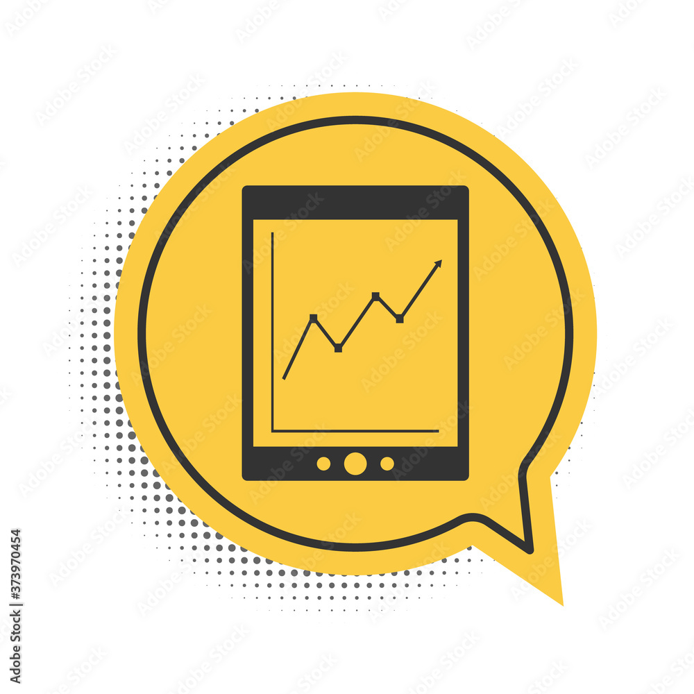 Poster black tablet with statistic graph chart icon isolated on white background. financial chart and graph