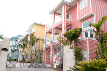 Gated homes on Florida Gulf beach.