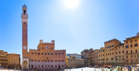 Tuscany impressions in Siena with piazza sel campo, Italy.