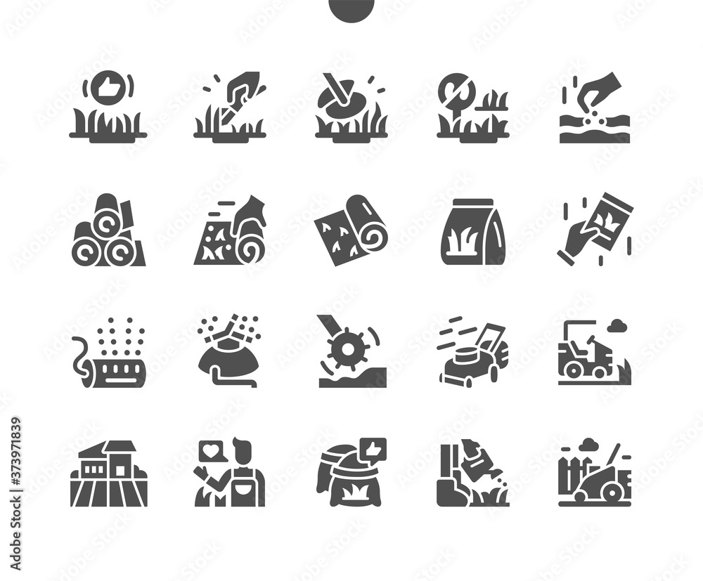 Aufkleber lawn well-crafted pixel perfect vector solid icons 30 2x grid for web graphics and apps. simple mini