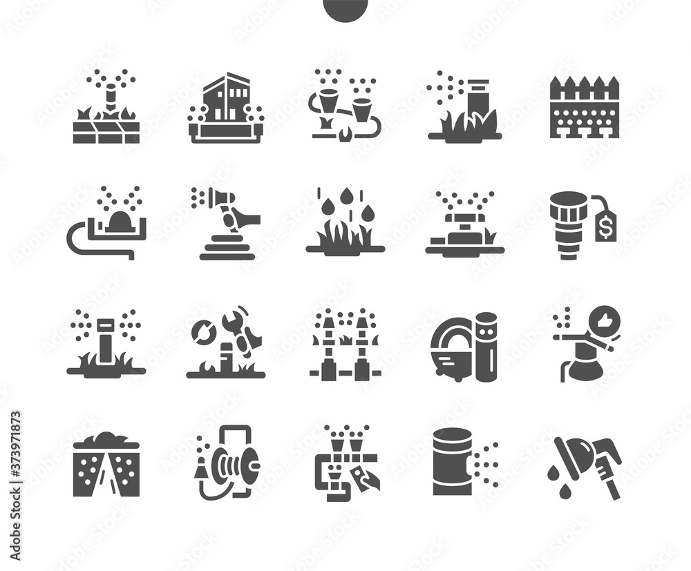 Aufkleber automatic lawn watering well-crafted pixel perfect vector solid icons 30 2x grid for web graphics an