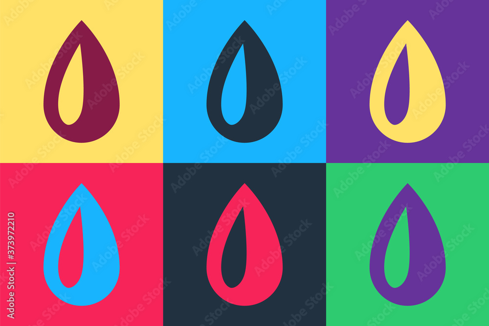 Poster pop art drop icon isolated on color background. vector.