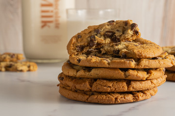 gooey chocolate chip cookie stack