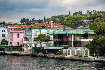 Obraz premium view of the old houses by the Bosphorus Strait in Istanbul Turkey
