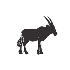 Oryx antelope vector logo. African animal black silhouette.