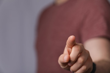 A man pressing button. Innovation technology internet business concept. Space for text.