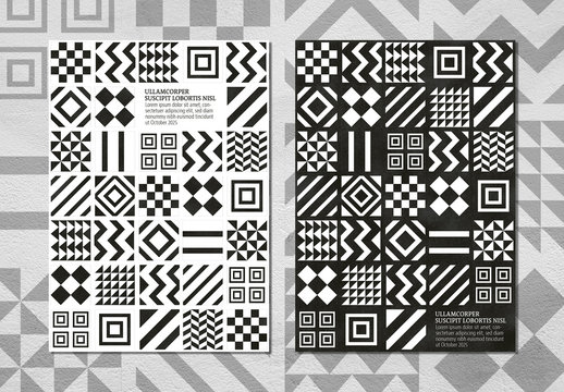 Monochrome Geometric Patterns Background Event Poster Layout