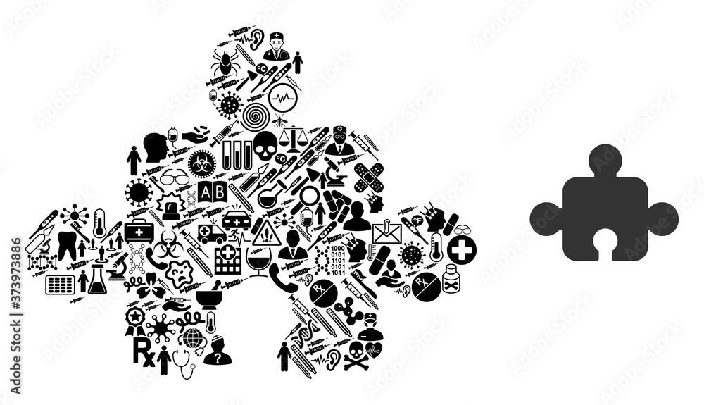 Aufkleber mosaic component of health icons and basic icon. mosaic vector component is designed from medical ic