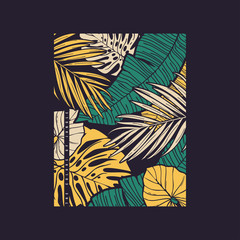 Fototapeta na wymiar Vector hand drawn tropical illustration. T-shirt print, poster, cover design