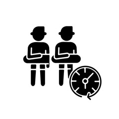 Keep distance black glyph icon. Aqua park safety precaution, public place behaviour rule silhouette symbol on white space. Avoid close contact, health care advice. Vector isolated illustration