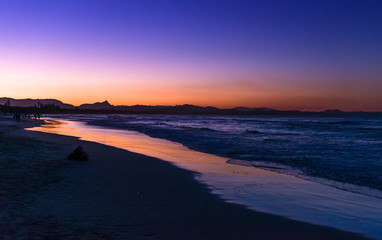 Belongil Beach just after sunset at Byron Bay, New South Wales, Australia. 