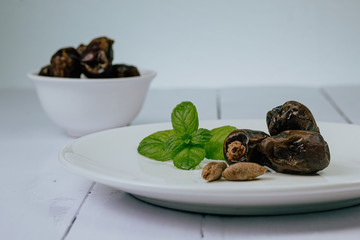 dates on the white wooden table