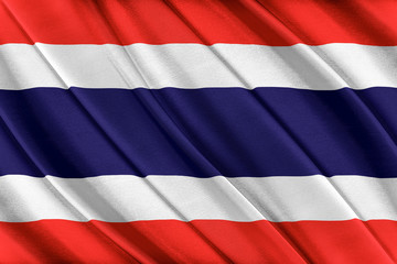 Colorful Thailand flag waving in the wind. 3D illustration.