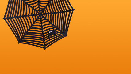 Spider cobweb on orange background. Space for text. Halloween festival background concept. 31 october