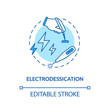 Electrodessication concept icon. Skin laser procedures. Skin growths removal. Health care. Tumor removal idea thin line illustration. Vector isolated outline RGB color drawing. Editable stroke