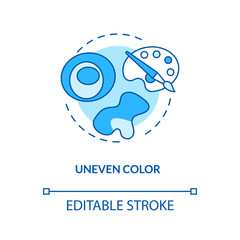 Uneven color concept icon. ABCDEs of Melanoma. Skin cancer diagnostics. Atypical cancerous moles idea thin line illustration. Vector isolated outline RGB color drawing. Editable stroke