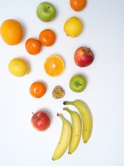 Fruit on white background