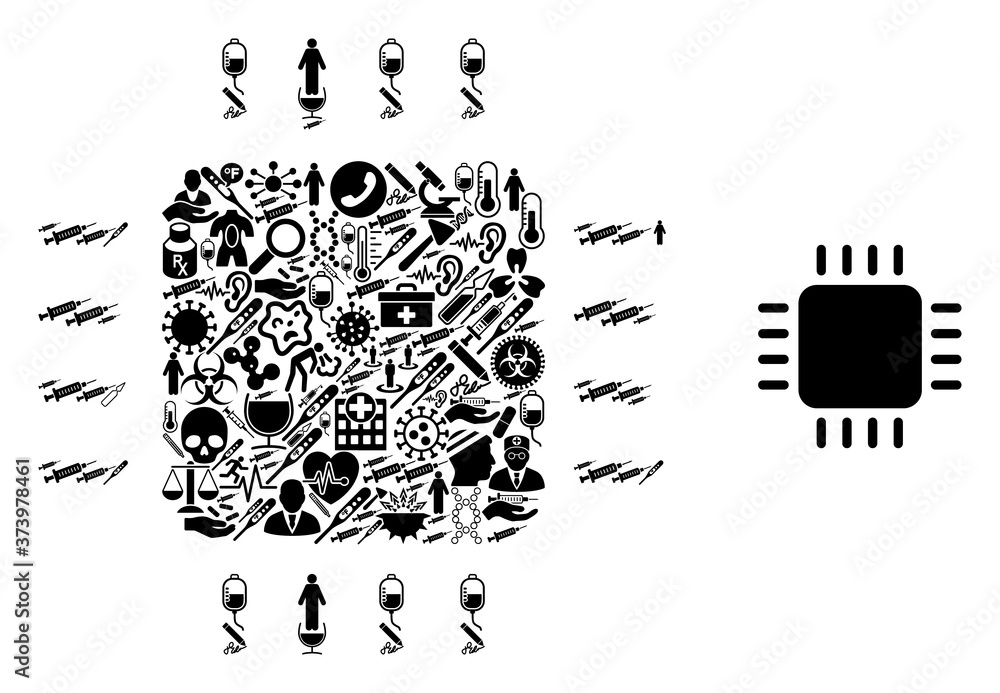 Poster mosaic processor from medical icons and basic icon. mosaic vector processor is formed from medical s