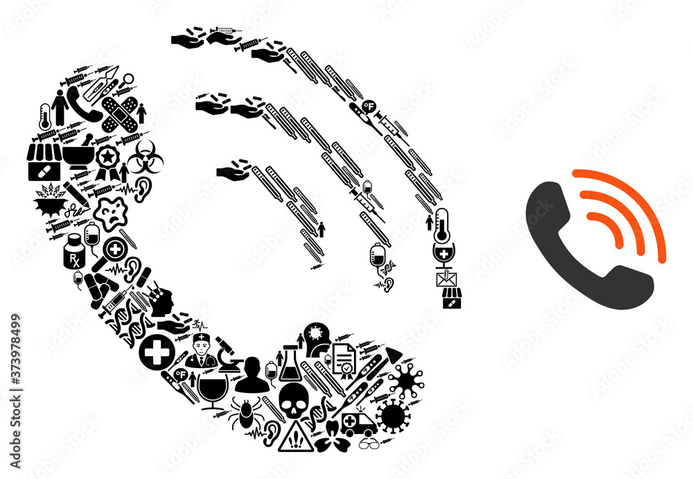 Aufkleber mosaic phone call from medical items and basic icon. mosaic vector phone call is composed from healt