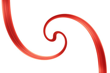 Swirled long red hair strand on white, isolated