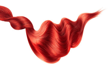 Red shiny hair on white background, isolated