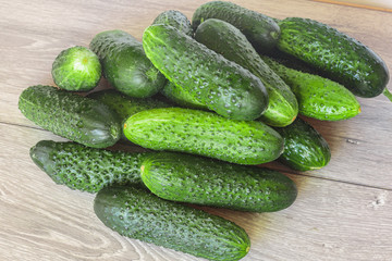 Heap of fresh cucumbers from the Farmers Market.