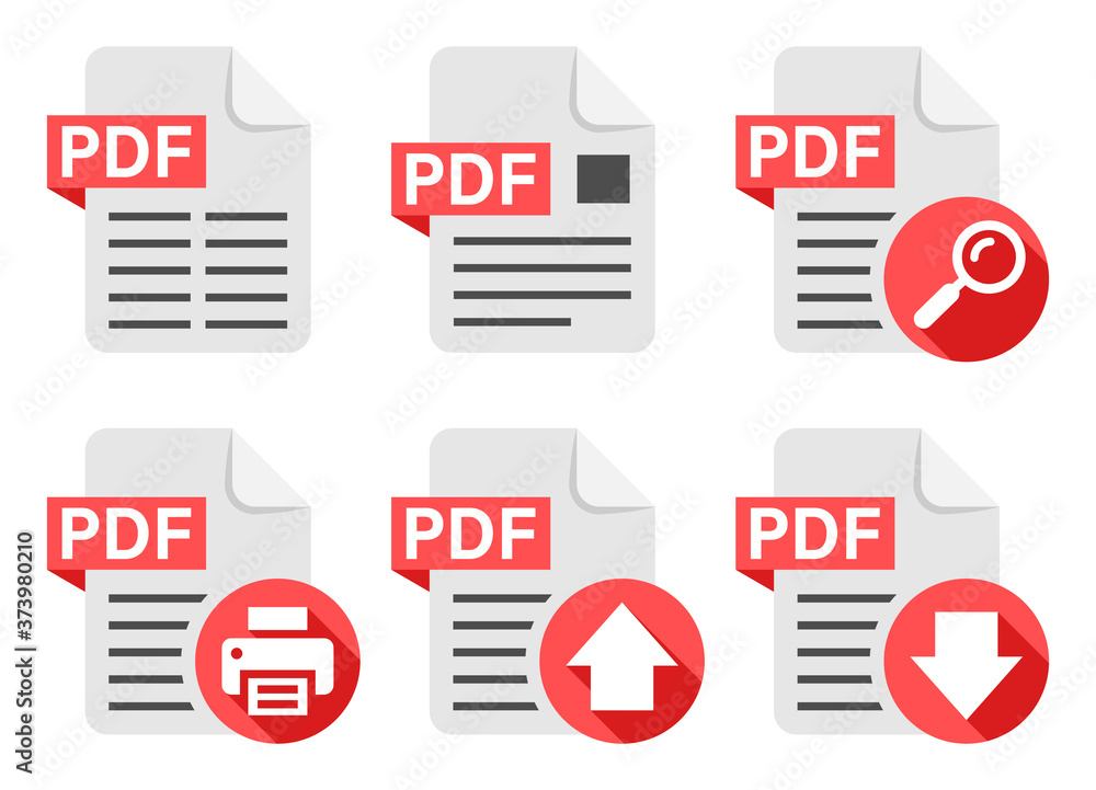 Fototapete pdf file document icon symbol set collection isolated