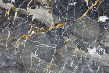Gold and white patterned of dark gray marble (Russia Gold) texture for interior or other design. Abstract background.