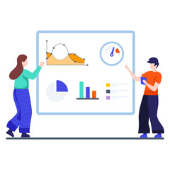 
Team planning concept in trendy flat illustration style 
