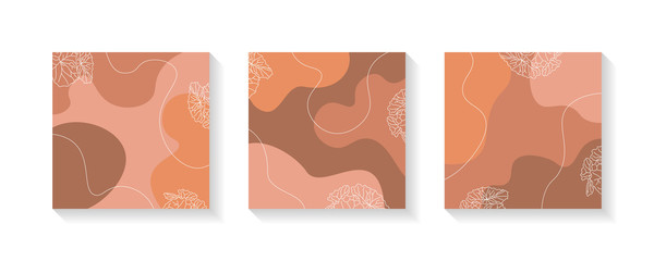 Set of abstract minimal fluid shapes background. Design templates for social media posts and stories. Vector