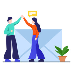 
Stay connected, stay happy, flat vector of get in touch
