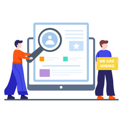 
Design of magnifier on profile, hr in flat vector style 
