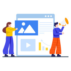 
Webpage having video inside, internet marketing vector 
