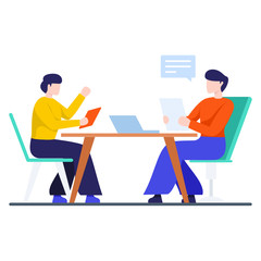
Job interview illustration in editable flat style 
