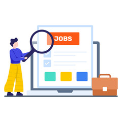 
Magnifier on a jobs, job search vector style 

