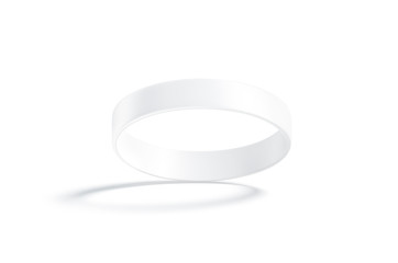 Blank white silicone wristband mockup, no gravity, front view