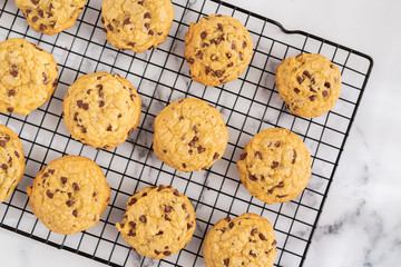 Chocolate Chip Cookies on Wire Cooling Rack