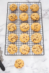 Chocolate Chip Cookies on Wire Cooling Rack