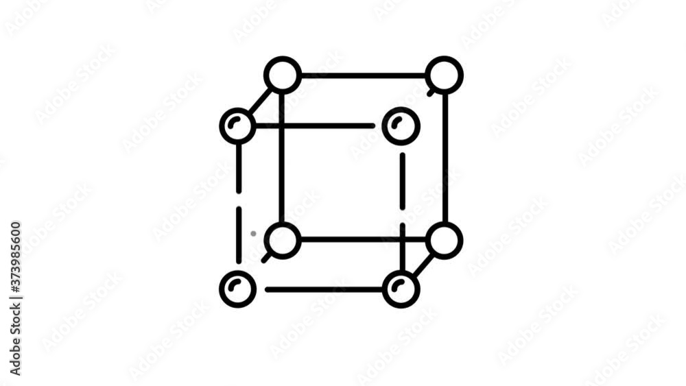 Poster atomic cube line icon on the alpha channel