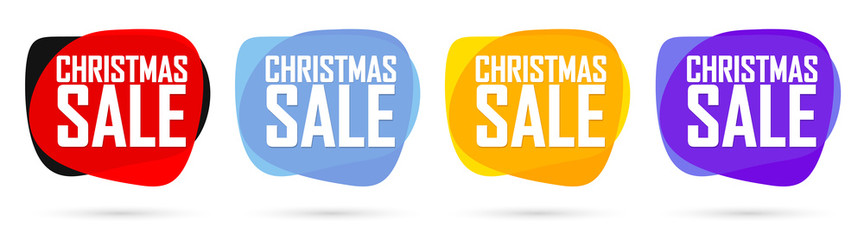 Christmas Sale set bubble banners design template, Xmas discount tags, app icons, vector illustration