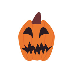 sad pumpkin cartoon free form style icon vector design