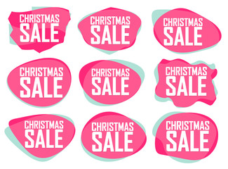 Christmas Sale set bubble banners design template, Xmas discount tags, app icons, vector illustration