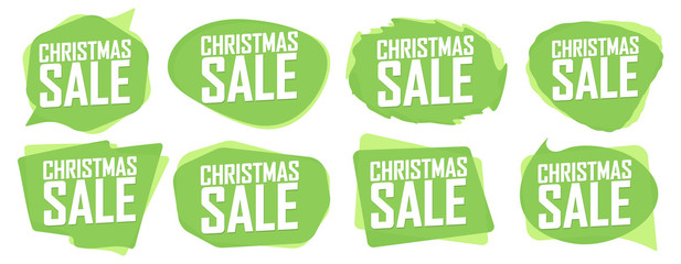 Christmas Sale set bubble banners design template, Xmas discount tags, app icons, vector illustration