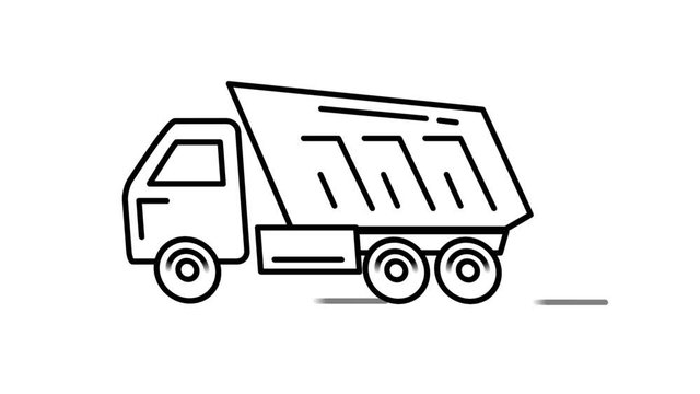 Dump Truck line icon on the Alpha Channel